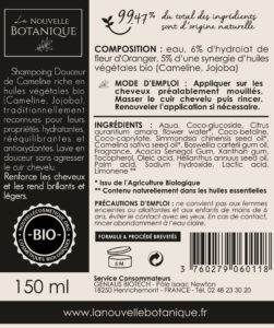 Shampoing douceur cameline et jojoba synergie huiles végétales bio renforce les cheveux avoir des cheveux brillants_